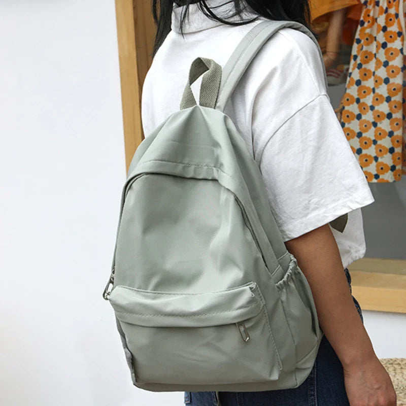 Women’s Waterproof School Backpack | Large Capacity Solid Color Daypack for Teens & Students