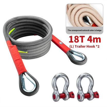 20T Car Towing Rope - Heavy Duty Off-Road Vehicle Recovery Strap, Wear Resistant Rescue Tow Line