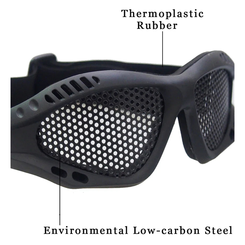Outdoor Eye Protection Tactical Glasses - Comfortable Airsoft Safety Goggles with Anti-Fog Metal Mesh/PC Lens for Paintball and Hunting