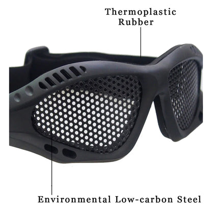 Outdoor Eye Protection Tactical Glasses - Comfortable Airsoft Safety Goggles with Anti-Fog Metal Mesh/PC Lens for Paintball and Hunting