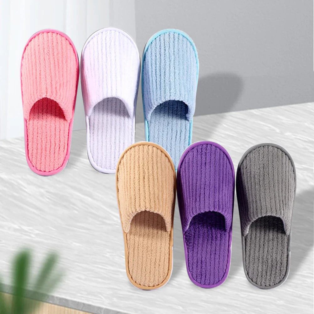 3 Pairs Set Non-Slip Closed Toe Disposable Hotel Slippers – Soft Indoor Guest & Travel Bathroom Slippers