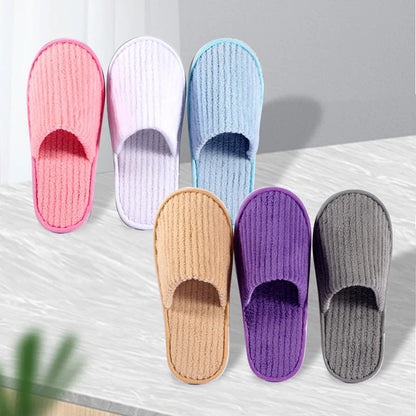 3 Pairs Set Non-Slip Closed Toe Disposable Hotel Slippers – Soft Indoor Guest & Travel Bathroom Slippers