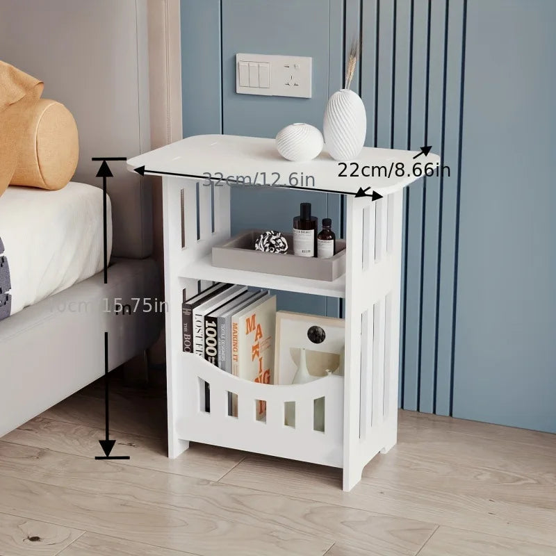 Modern Nordic Wooden Storage Table - Multipurpose Bedside Nightstand & Living Room Organizer