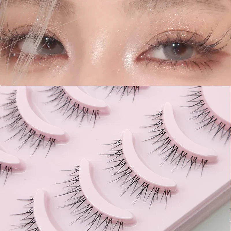 Manga Style Soft Natural False Eyelashes Wispy Thick Daily Wear Makeup Lashes