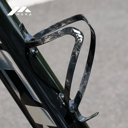 MANA 12g Marble-Pattern Carbon Fiber Bicycle Bottle Cage — Ultra-Light Full Carbon with Aluminum Alloy Screws for Road/MTB/Gravel