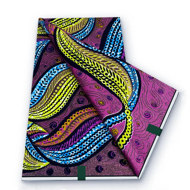 2026 African Real Wax Fabric - 100% Cotton Soft Ankara Batik Gold Print