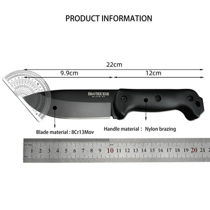 KB Fixed Blade Survival Knife - 8Cr13MoV Blade with Nylon Fiber Handle for Camping, Hunting, Hiking & EDC Outdoor Use