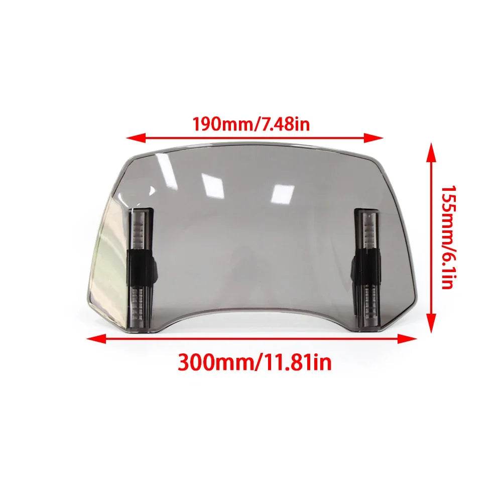 Universal Motorcycle Windshield Extension - Adjustable Clamp-On Windscreen Spoiler Deflector for All Bikes