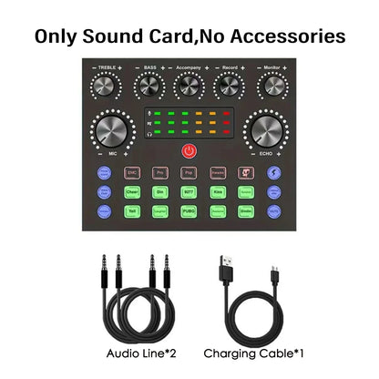 V8S Live Sound Card Bundle - Professional Microphone Recording Equipment for Podcast, DJ, Music & Live Streaming
