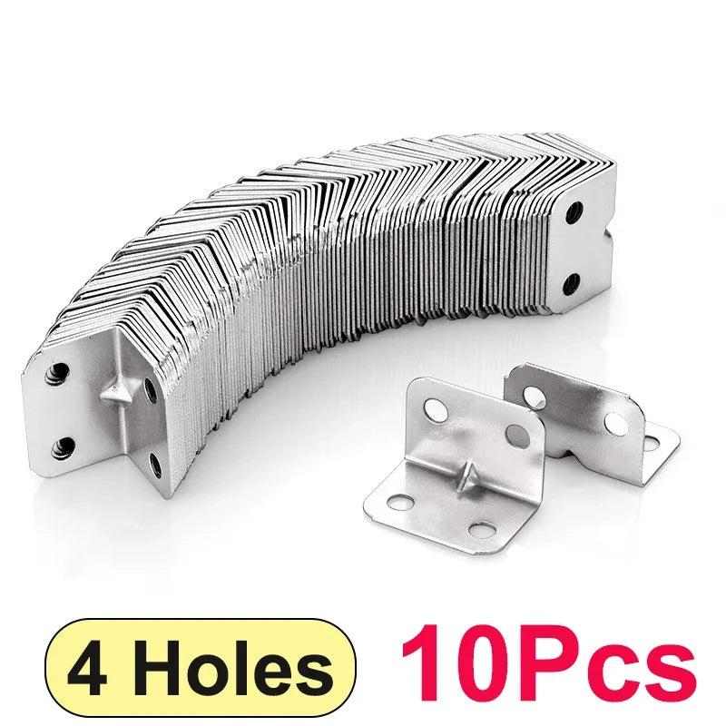 # 90 Degree Stainless Steel Corner Brackets - L-Shaped Braces for Wood Cabinets, Furniture & Shelves