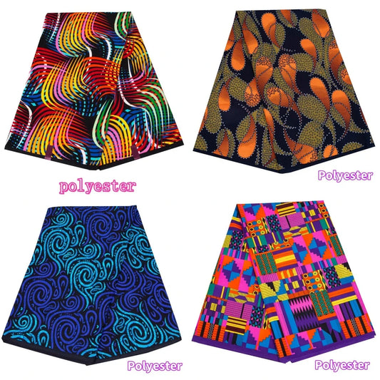 Veritable African Ankara Wax Fabric - 6 Yards Batik Polyester Textile for Dresses, Sewing & DIY Crafts