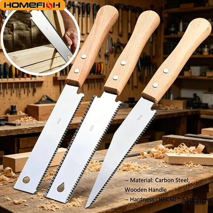 Hand Saw - SK5 Steel Fine-Tooth Woodworking Saw with Flexible Single/Double-Sided Blade