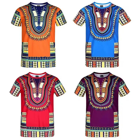 Summer African Dashiki 3D Print T-Shirt - Harajuku Ethnic Pattern Streetwear Tee for Men and Kids