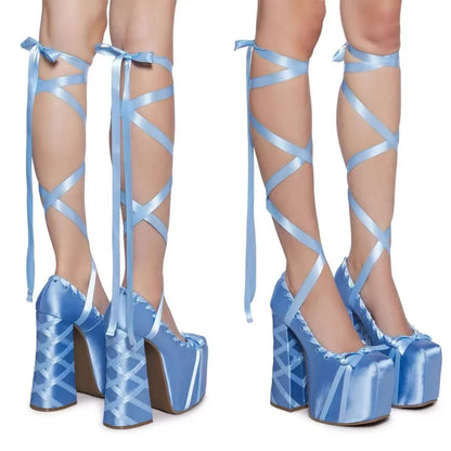 Chunky Heel Lolita Platform Pumps – Cute Ankle Strap Statement Shoes for Parties & Themed Events, Size 47