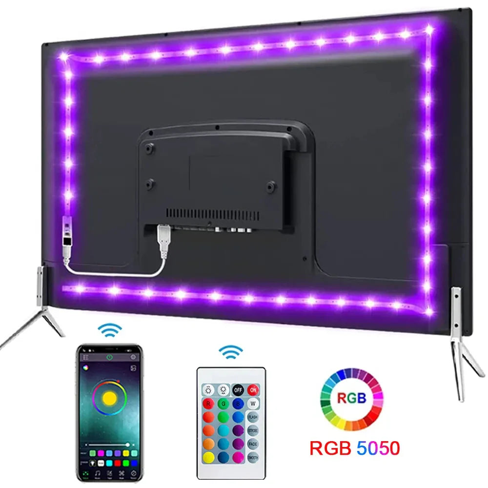 Bluetooth LED Strip Lights – Smart SMD 5050 with APP & Remote Control, Flexible Tape for TV Backlight & Home Decor