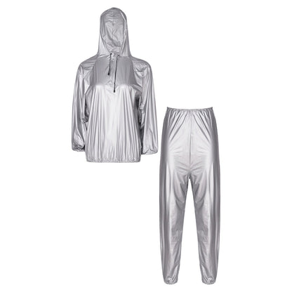 Unisex PVC Sauna Suit — Long Sleeve Top & Elastic Waistband Pants for Men & Women, Slimming Fitness Workout Outfit
