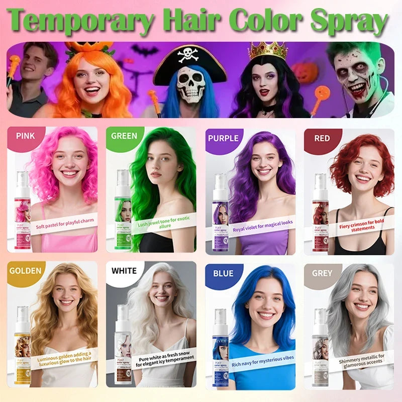 Temporary Hair Color Spray - Washable Instant Hair Dye for Multi-Color DIY Styling, Parties & Salon Looks