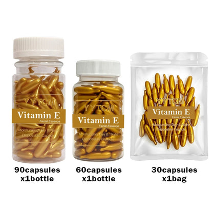 Vitamin E Serum Capsules - Hydrating Single-Use Facial Essence 90 Capsules per Bottle