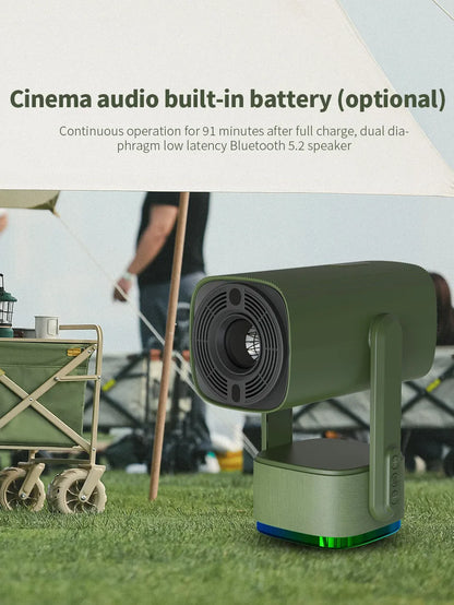 Salange K2 4K Smart Projector – Android 11, Built-in Battery, Bluetooth Speaker, WiFi, Auto Focus & Keystone for Outdoor Movies