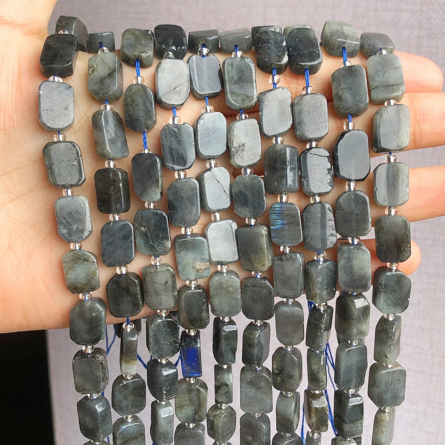 Natural Gemstone Rectangle Beads - 8x12mm Amethyst Citrine Lapis Lazuli Spacer Beads for DIY Jewelry Making & Bracelets