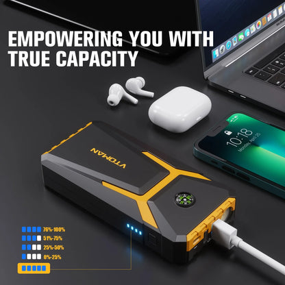 VTOMAN V6 Pro Car Jump Starter - 2000A Portable Power Bank Battery Charger Emergency Vehicle Booster Starting Device