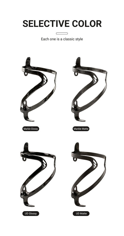 MANA 12g Marble-Pattern Carbon Fiber Bicycle Bottle Cage — Ultra-Light Full Carbon with Aluminum Alloy Screws for Road/MTB/Gravel