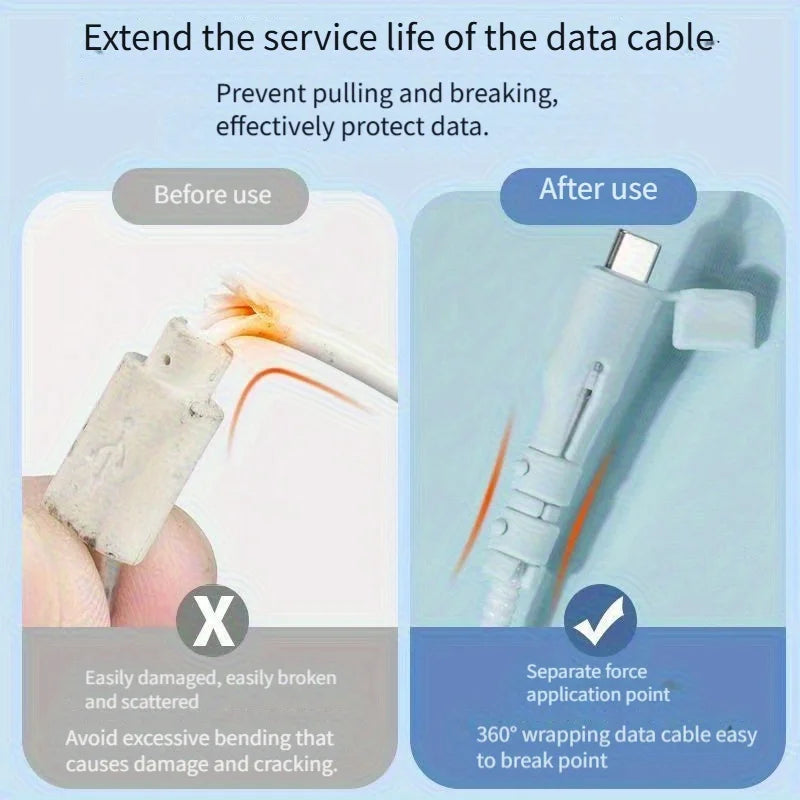 Charging Cable Protector Sleeves - Anti-Breakage Cord Organizer for USB-C Laptops, Tablets & Phones