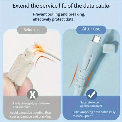 Charging Cable Protector Sleeves - Anti-Breakage Cord Organizer for USB-C Laptops, Tablets & Phones