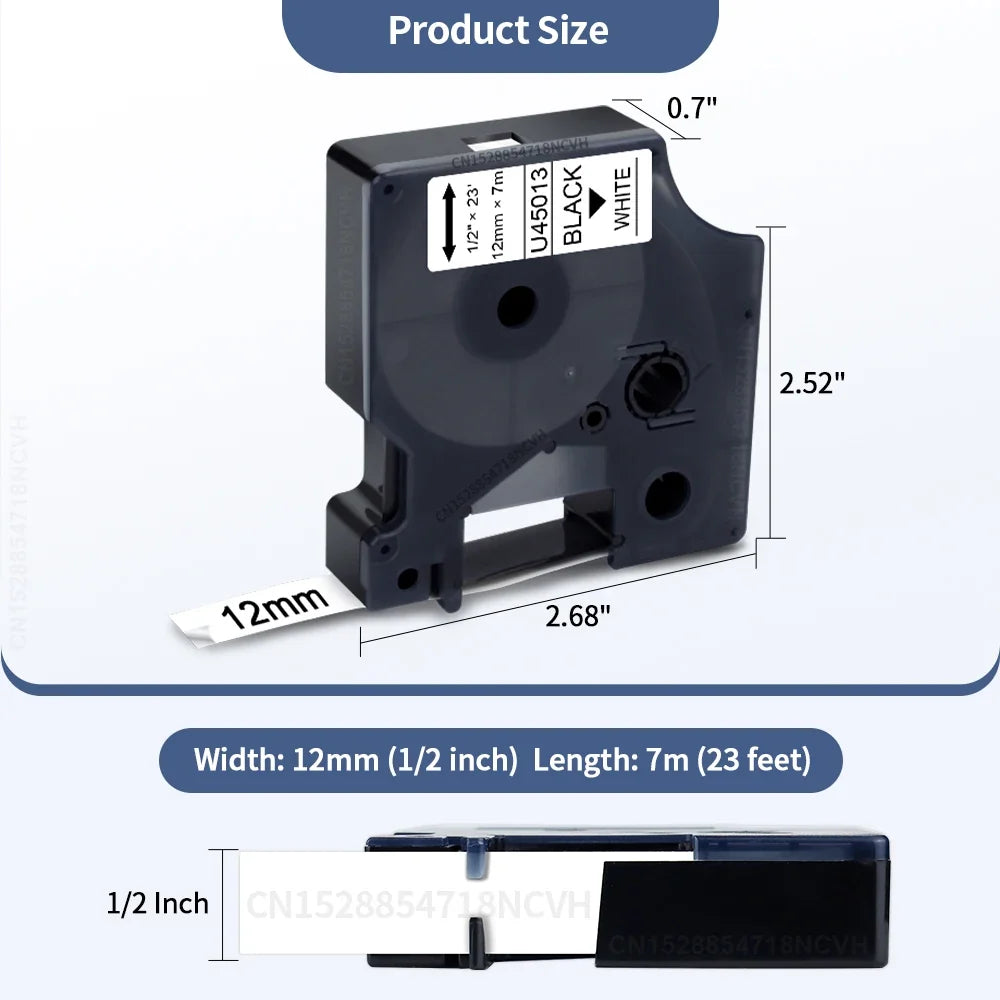 D1 Label Tape Replacement - 6/9/12/18/24mm Compatible Labels for Dymo LabelManager Printers & Label Makers