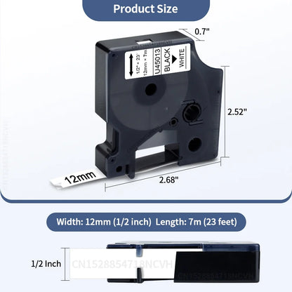 D1 Label Tape Replacement - 6/9/12/18/24mm Compatible Labels for Dymo LabelManager Printers & Label Makers