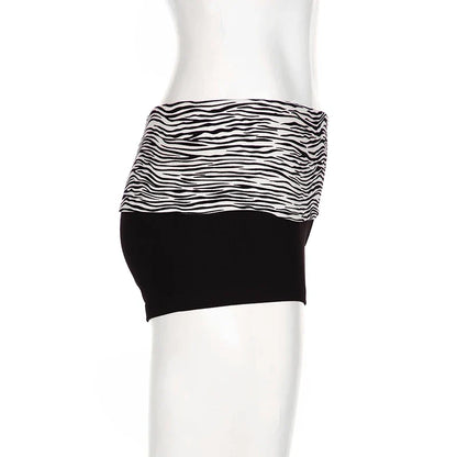 Y2K Zebra Print Mini Shorts - Low Waist Stretch Harajuku Casual Summer Bottoms