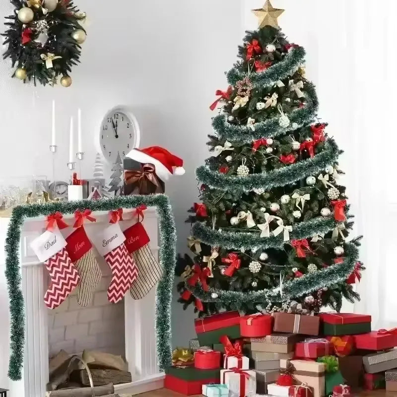 10M Christmas Tinsel Ribbon Garland with Bows – DIY Xmas Tree, Wreath & Holiday Decor