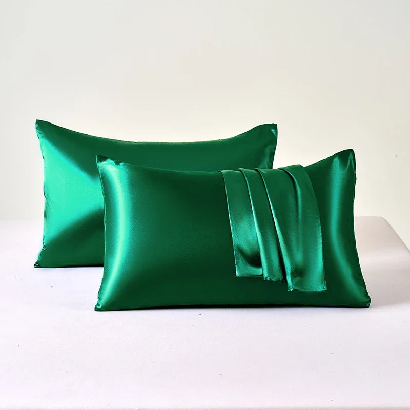 2PCS Satin Pillowcase Set - Soft Smooth Cooling Pillow Covers for Skin & Hair Care