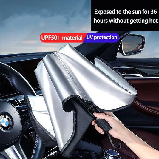 Car Windshield Sunshade - Portable Front Window Sunscreen Heat Insulation Shade with Storage Design