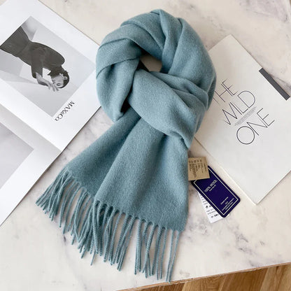 Winter Narrow Wool Scarf – 28 Colors, 100% Wool Solid Color Unisex Scarf for Men & Women, Warm and Cold-Proof