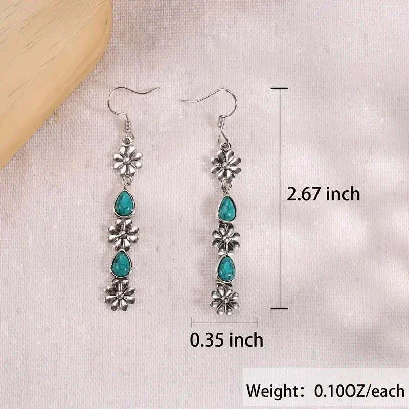 Chrysanthemum Pendant Earrings - Colorful Retro Long Drop Jewelry Gifts for Women and Girls
