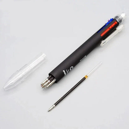 6 in 1 Multicolor Ballpoint Pen & Pencil – 5 Color Ball Pen + 1 Automatic Pencil with Eraser for School & Office Writing