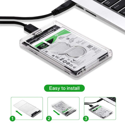USB 3.0 Type-C to SATA III HDD SSD Enclosure for 2.5 Inch Hard Drive - External Storage Case with UASP Support