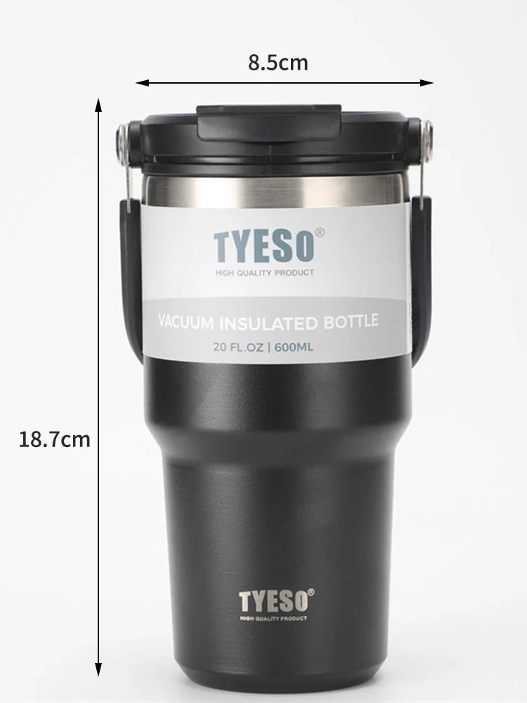 Tyeso Double-Layer Insulated Coffee Cup – Large Capacity Portable Stainless Steel Ice Cream Cup