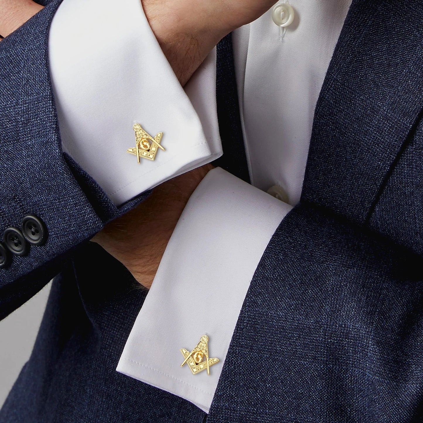 Classic Masonic Compass Tie Clip - Golden Freemason Emblem Suit Accessory for Men