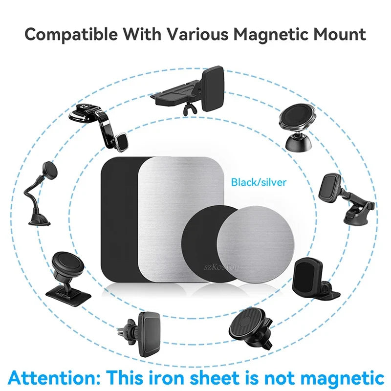 Universal Magnetic Phone Mount Metal Plate - Iron Sheet Sticker for Car Phone Holder Stand