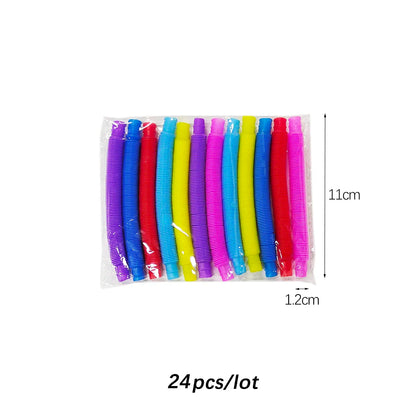 Flexible Telescopic Pop Tube Toys (6–24PCS) – Stretchable Sensory Stress Relief Tubes for Kids & Adults Decompression Fidget Toys