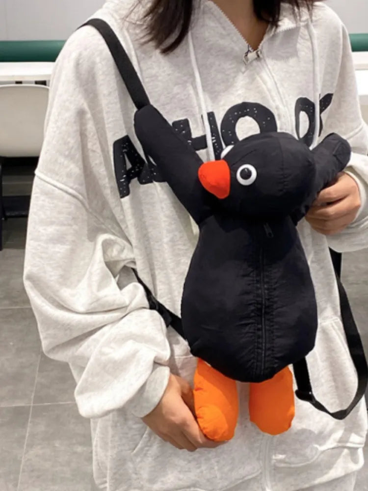 Cute Cartoon Cuddle Penguin Backpack - Fashion Plush Doll Shoulder Bag for Children - Mini Knapsack