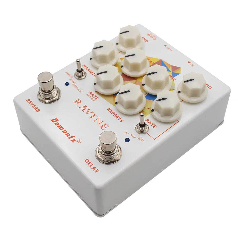 Demonfx-RAVINE Guitar Effects Pedal – Reverb & Delay with True Bypass
