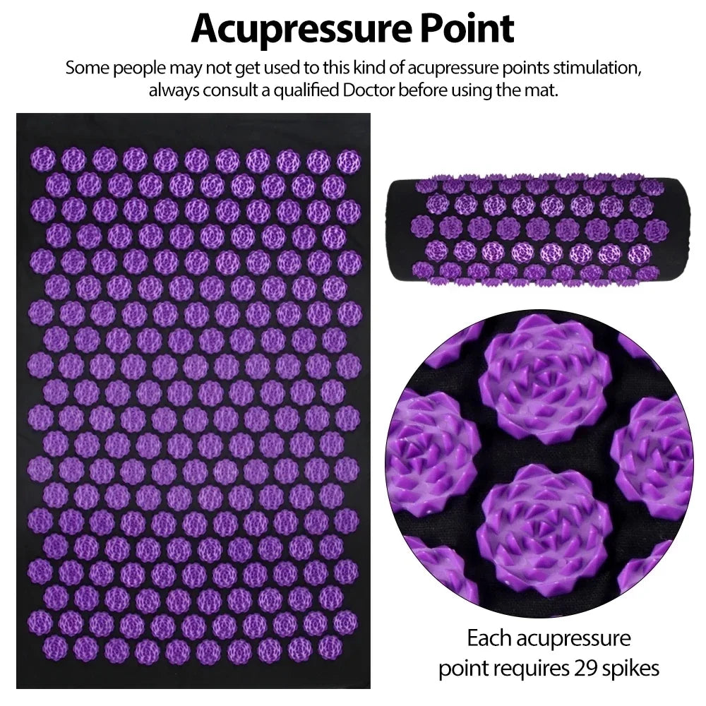 Acupressure Yoga Mat Set - Spiked Massage Cushion & Pillow for Relaxation, Foot Therapy, Fitness & Pilates