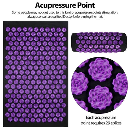 Acupressure Yoga Mat Set - Spiked Massage Cushion & Pillow for Relaxation, Foot Therapy, Fitness & Pilates