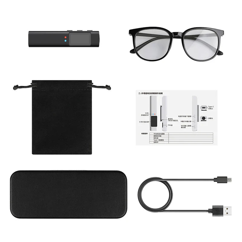 2.7K Glasses Camera – Mini Wearable Outdoor Security Sports DV DVR, WIFI Video Recorder for Driving, Hiking, and Surveillance