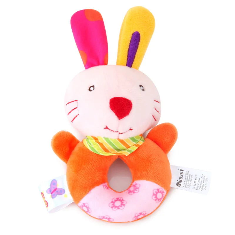 Baby Plush Rattle Crib Mobile – Cartoon Animal Bed Bell Toys for 0-12 Months, Infant Toddler Early Educational Newborn Gift