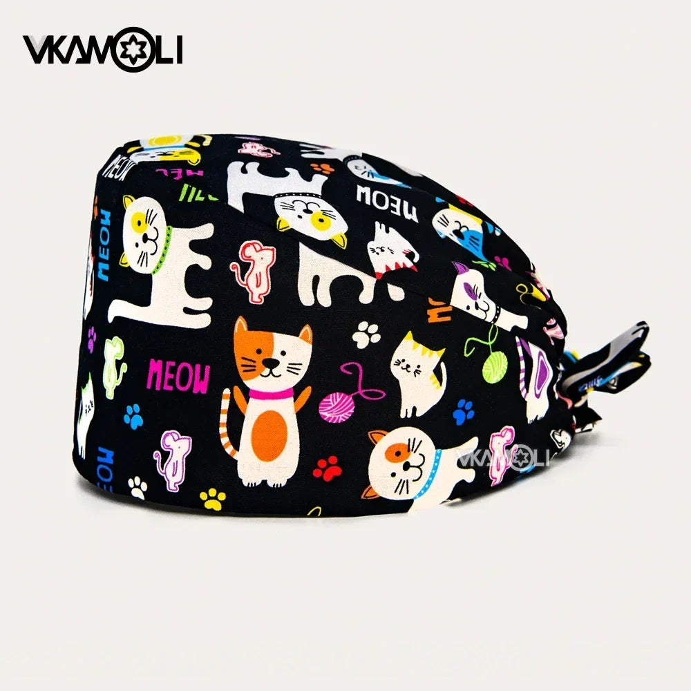 Unisex Ankara Cotton Nursing Hat - 100% Cotton Surgical Scrub Cap for Doctors, Nurses & Veterinary Medical Staff
