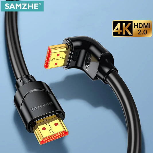SAMZHE HDMI 2.0 Cable - 4K 60Hz High Speed 90/270 Degree Angled Cord for TV, PC, Xbox & PS5